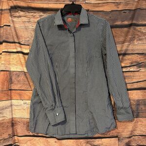 Chick-fil-A Oobe Team Style Uniform Shirt Womens M Blue Gingham Checkered Work